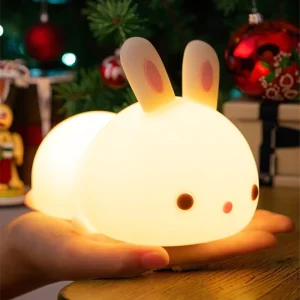 Modern Rabbit shaped Silicone Led Night Light Touch Control Dimmer 3000k Warm White Plug in Battery powered Bedroom Home