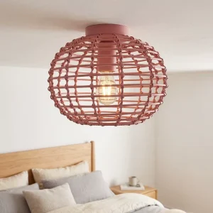 Modern Rattan LED Ceiling Light for Living Room Bedroom Square Round