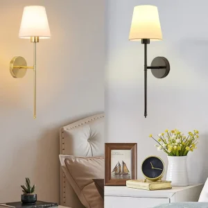 Modern Rechargeable 3W LED Iron Wall Lamp Golden Fabric Touch Control Dimmable Indoor Home Hotel Bedroom Living Room Decoration