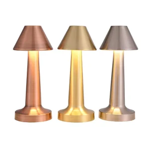 Modern Rechargeable Cordless Table Lamp Metal LED Conical Desk Lamp Portable Ambient Night Light Home Bar Bedroom Decor Lamp
