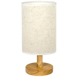 Modern Rechargeable Desk Lamp with Fabric Wood Table Night light Shade for Bedroom Office Stylish Design for Study