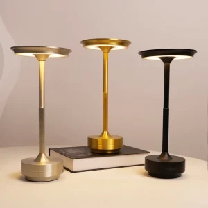 Modern Rechargeable LED Table Lamp Touch Sensor Night Light Reading Wireless Battery Dimmable Metal Shade Desktop Lamp Bedroom