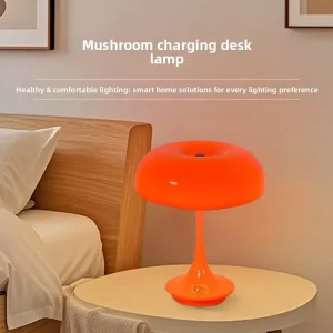 Modern Rechargeable Mushroom Table Lamp Cordless Dimmable 1800 MAh Battery Operated ABS Touch Control for Bedroom Living Room