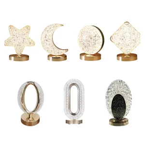 Modern Rechargeable Touch Control Dimmable LED Stars Moon Table Lamp Dome Shade Plastic Body Hotel Use Battery Powered