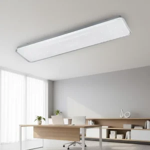 Modern Rectangle LED Ceiling Lights with Remote Control for Living Room Surface Mounted Plastic Construction