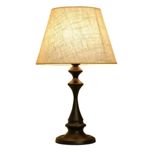Modern Retro LED Table Lamp Dimming Night Light Iron Body Drum Shade for Hotel Bedroom Office Study DC Eye Protection
