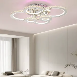 Modern Round LED Ceiling Lamp with Stainless Steel Base and Acrylic Construction for Bedroom