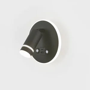 Modern Round Shape Touch Wall Reading Light Hotel Bedside Wall Lamps With USB Outlet Bedroom Headboard Reading Light
