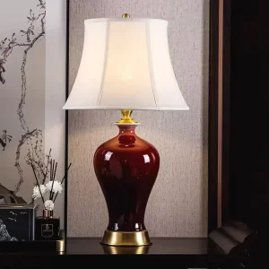 Modern Rustic Gold Ceramic Table Lamp Flexible AC E26 Dome-shaped Fabric Cover Traditional Nordic Minimalist Style for Study