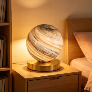 Modern Simple All Copper Glass Globe Desk Lamp LED G9 Decor Table Light for Bedroom Study Bedside