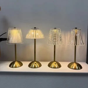 Modern Simple Crystal Acrylic Flexible Adjustable Rechargeable Cordless Touch Control LED Table Lamp for Restaurant