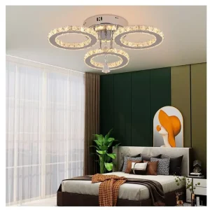 Modern Simple Elegant Led Ceiling Light Crystal Corridor Lamp With Stainless Steel Base for Living Room or Bedroom