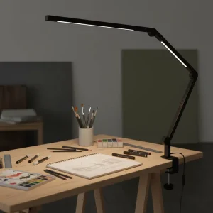 Modern Simple Eye Caring Electric Aluminum AC Adjustable Desk Lamp Stepless Dimming Dual Light Sources Flexible LED Reading