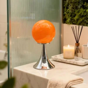 Modern Simple Glass Ball Metal Frame LED Table Lamp with Multicolored Shade Cozy Ambient Light for Bedroom Bedside