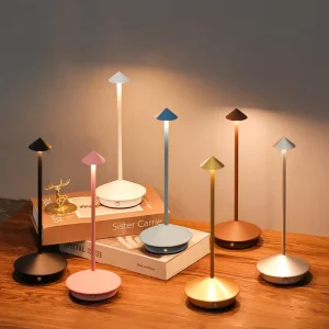 Modern Simple LED Mushroom Night Light Creative Aluminum Glass Body Cordless Bedside Decor AC for Home Restaurant Atmosphere