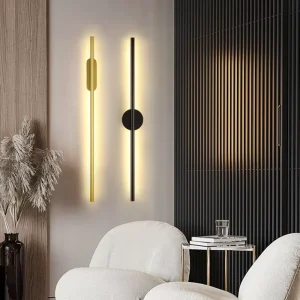 Modern Simple Living Room Bedroom Bedside Linear Wall Sconce Lamps Up Down Background Opposite Luminous Black LED Wall Light
