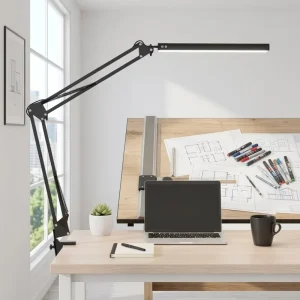 Modern Simple Luxury Aluminum Eye Protection Long Arm LED Desk Lamp Remote Control Dimmable High CRI 90 for Reading Offices