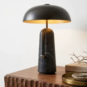 Modern Simple Perforated Stone Plug in Switch AC Touch Control LED Table Lamp Metal for Coffee Shop Bar Atmosphere Lighting