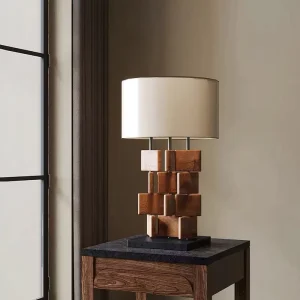 Modern Simple Personality Solid Wood Fabric Flexible Square Desk Lamp for Bedroom Living Room Home Decor