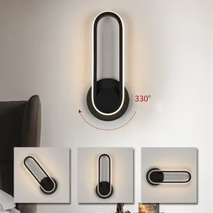 Modern Simple Postmodern Background Wall Lamp Creative Warm Bedroom Corridor Lighting Rotatable Bedside LED Lamp Iron Body