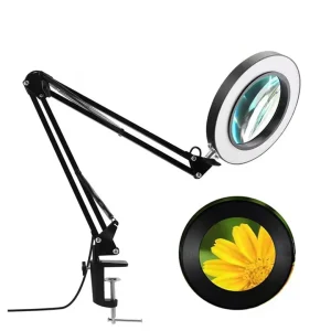 Modern Simple Professional Magnifying Lamp Metal Long Swing Arm LED Desk Lamp with Magnifying Glass for Aesthetics