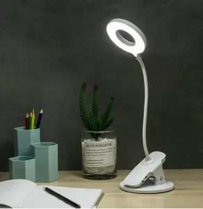 Modern Simple Rechargeable LED Clip Table Lamp Touch Control Flexible Neck Portable Eye-Caring Study Light for Desk Bedside