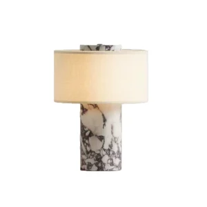 Modern Simple Rechargeable Marble Table Lamp with Fabric Shade Living Room Hotel Art Decorative Cordless Table Light