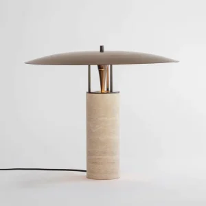 Modern Simple Travertine Table Lamp AC LED Mushroom Shade Luxury Desk Light for Bedroom Living Room