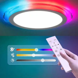 Modern Smart 24W LED Ceiling Light Fixture Ultra Thin Dimming RGB Ceiling Lighting for Home Living Room