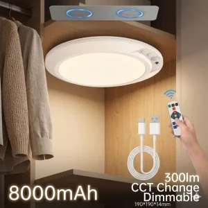Modern Smart Home Rechargeable LED Wall ABS White Motion Sensor Ceiling Nightlight Dimmable Remote Control for Room Decoration