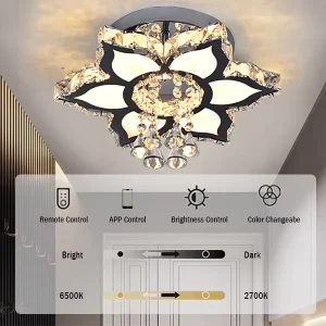 Modern Smart LED Ceiling Crystal Chandelier Corridor Light 3-Color