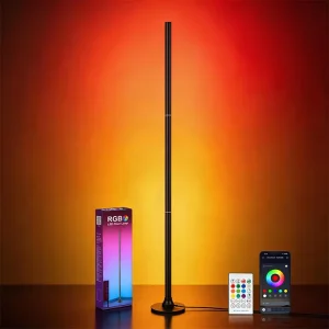 Modern Smart RGB LED Corner Floor Lamp with Remote Control, Music Sync, and 16 Million Colors
