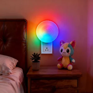 Modern Smart Round LED Night Light RGBIC 24 Colors Remote Control 17 Functions Eco Friendly for Home Atmosphere