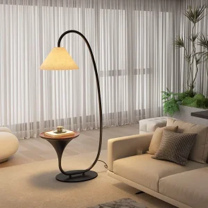 Modern Smart Wood Metal Standing Floor Lamp with Table