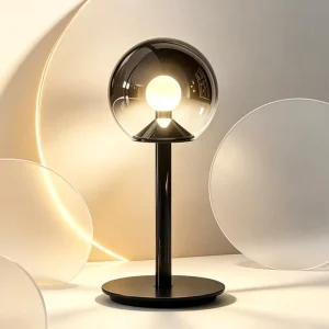 Modern Smoked Glass Globe Table Lamp Hand Sweep Sensor LED Tri Color 3000K 4000K 6000K Bedside Bedroom Living Room Desk
