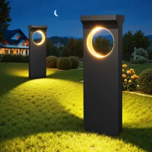 Modern Solar Garden Lights Outdoor Waterproof Brighter Moon Shaped Led Solar Pathway Lawn Lights for Garden Landscape Lighting