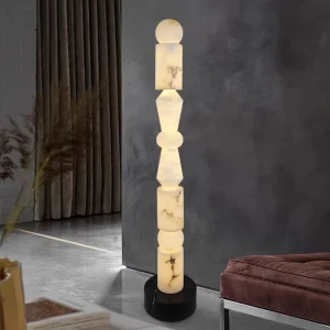 Modern Spanish Designer Simple Marble Floor Lamp Natural Copper Material for Villa Living Room Office Table Lamp