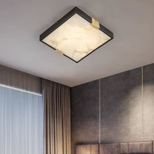 Modern Square LED Ceiling Light for Bedroom with Iron and Stone Shade