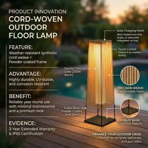 Modern Style Garden Solar LED Floor Lamp IP65 Waterproof Outdoor Terrance Decorative Lighting