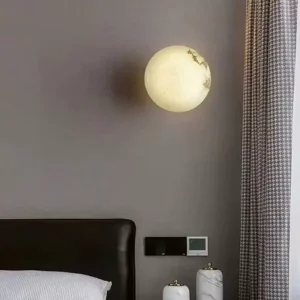 Modern Style Marble Sphere Wall Lamp with Incandescent Bulbs Multi-color Temperature for Bedroom Home Lighting