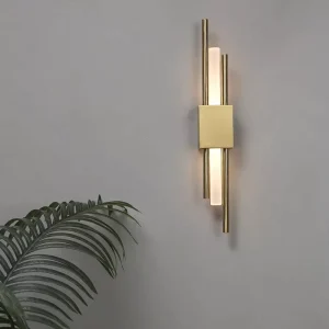 Modern Stylish LED Black and Brass Gold 50cm Metal Acrylic Pipe LED Wall Light Bedroom Hallway Wall Sconce