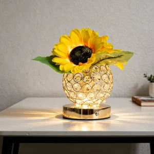 Modern Sunflower Cordless LED Night Light Table Lamp Adjustable Color Touch Control Table Lamp