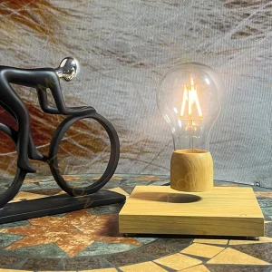 Modern Table Desk Night Wooden Lamp Magnetic Levitation Floating Wireless LED Light Bulb for Home Room Office Decor Unique Gift