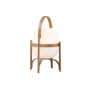 Modern Table Lamp with Wooden Base Villa Living Room Portable Lantern Style Hotel Bedroom White Glass Shade Ashwood Table Lamps