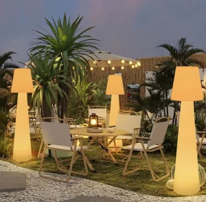Modern Tall LED Floor Lamp Outdoor Wireless 16 Color Changing RGB IP65 Rated Landscape Halloween Christmas Theme