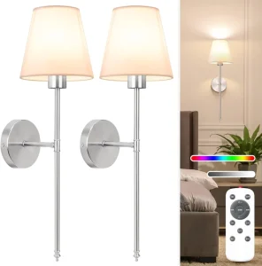 Modern Touch-Controlled Rechargeable Gold Wall Lamps with 9 Color Modes