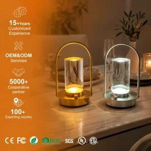 Modern Touch Night Light Luxury Outdoor Restaurant Portable Lantern Battery Rechargeable Cordless LED Desk Lamp