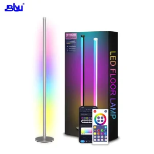 Modern Tuya Smart Life RGB Floor Lamp Alexa Wifi Controlled Corner Lamp with Color Changing Remote for Bedroom and Living Room