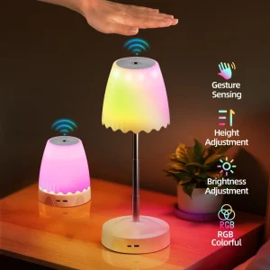 Modern USB Height Adjustment Table Lamp Wireless Gesture Sensing Restaurant Table Light Rechargeable Led Desk Table Lamps
