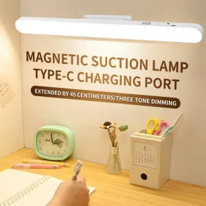 Modern USB LED Desk Lamp with Touch Control Magnetic Hanging Rechargeable Stepless Dimming Night Light for Bedroom Reading
